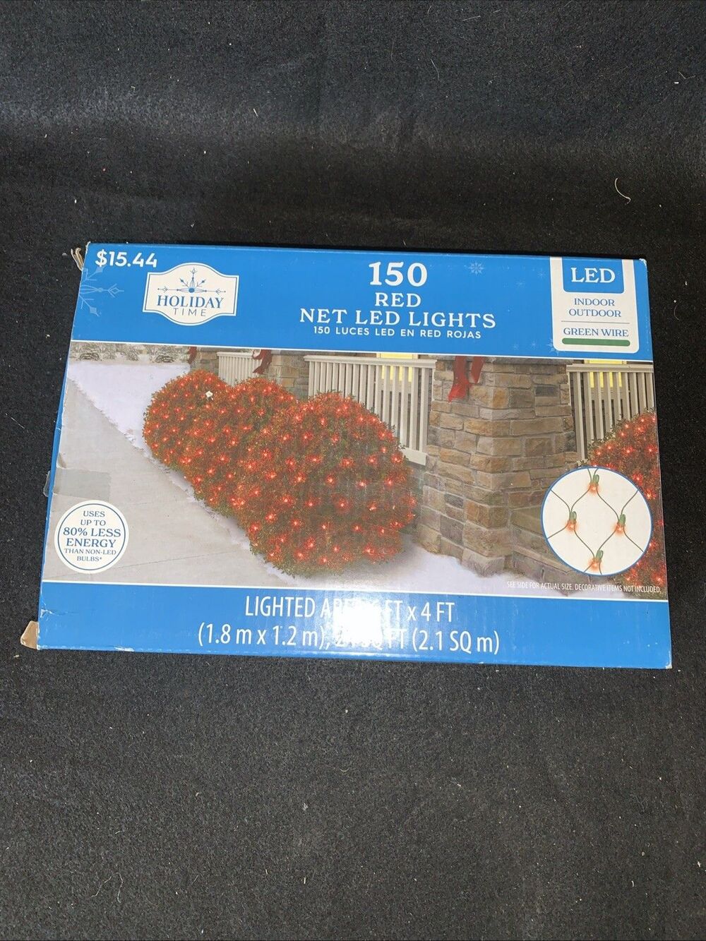 Holiday Time 150-Count Red LED Net Christmas Lights Green Wire, 24 SQ FT